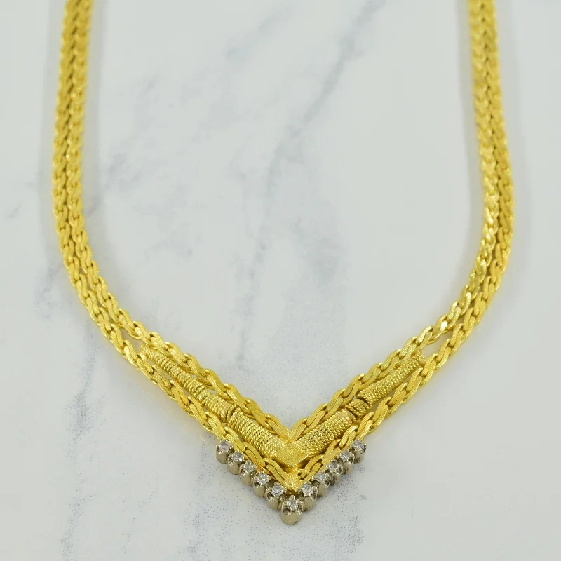 Statement choker necklaces-Chevron Diamond Necklace | 0.16ctw | 16" |