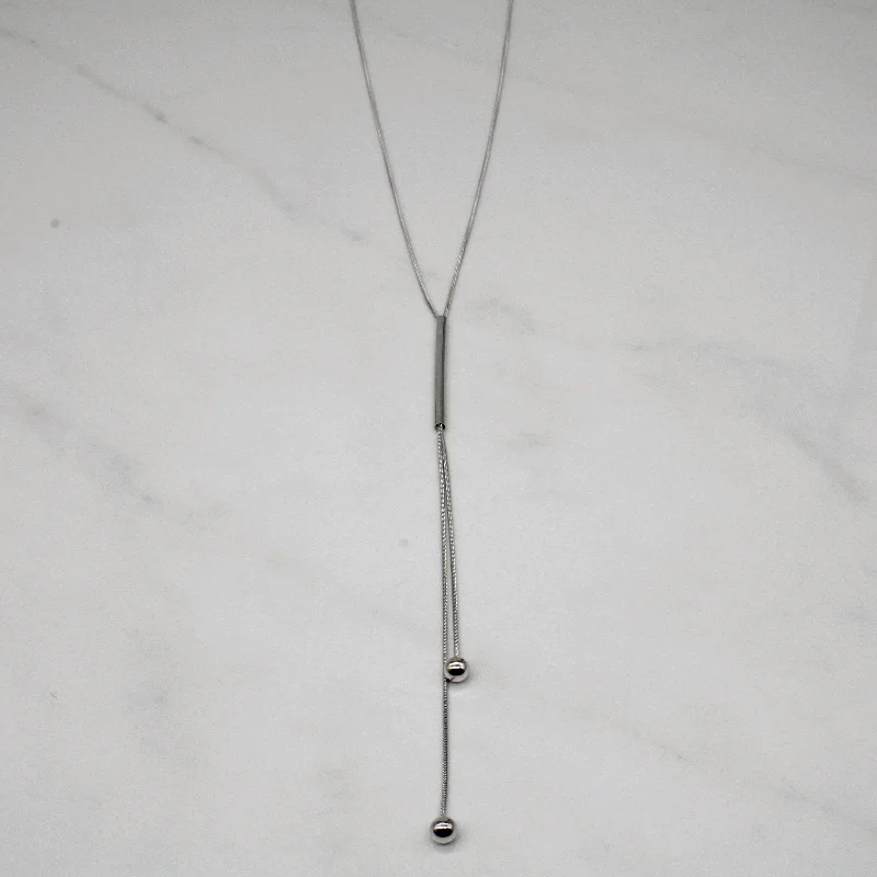 Dainty heart necklaces-10k White Gold Drop Necklace | 17" |