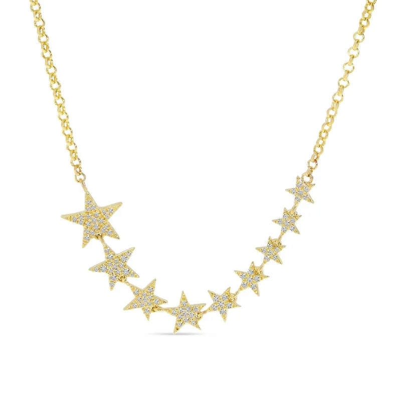 Zodiac sign necklaces-14K Yellow Gold Diamond Star Necklace