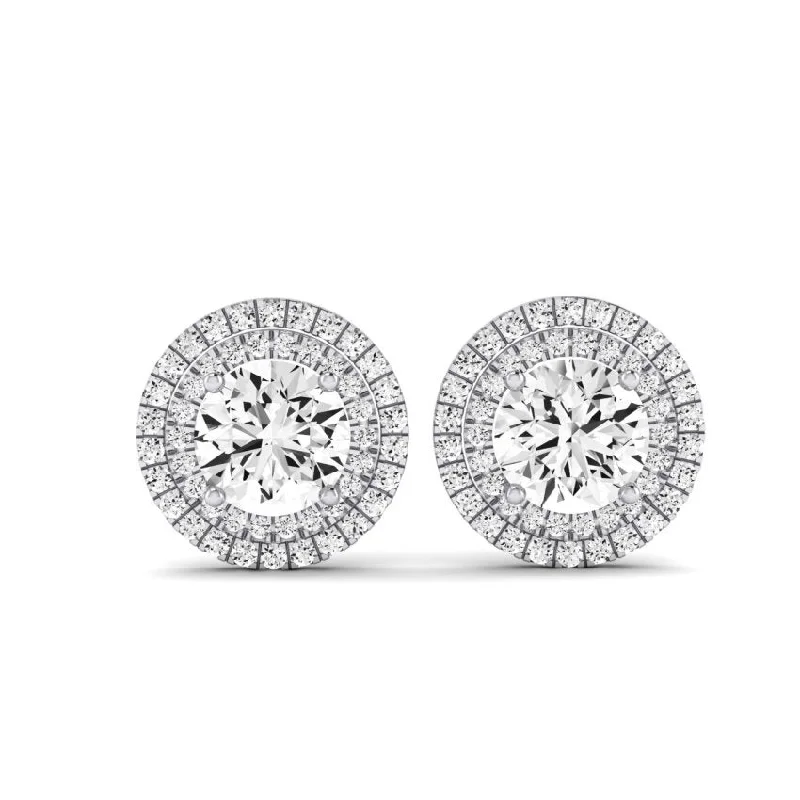 Celestial charm earrings-Cerise Round Cut Diamond Halo Stud Earrings