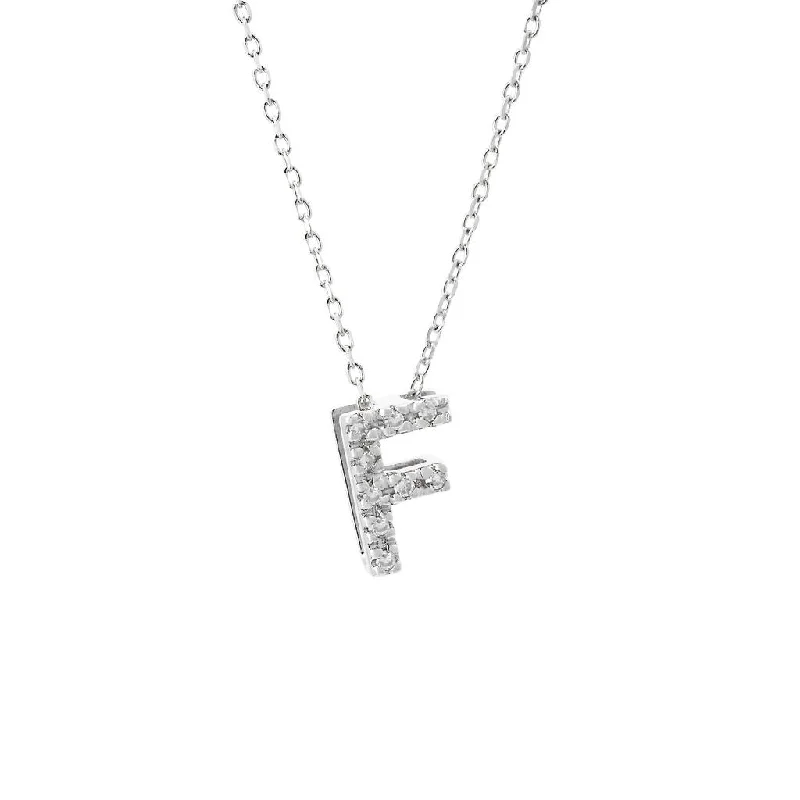 Antique gold necklaces-14K Gold Initial "F" Necklace With Diamonds