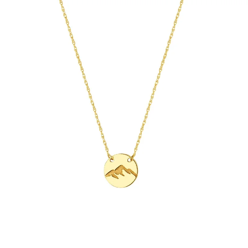 Swarovski crystal necklaces-14K Yellow Gold So You Etched Mountain Mini Disc Adjustable Necklace