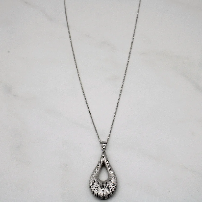 Ocean wave necklaces-14k White Gold Teardrop Pendant & Necklace | 18" |