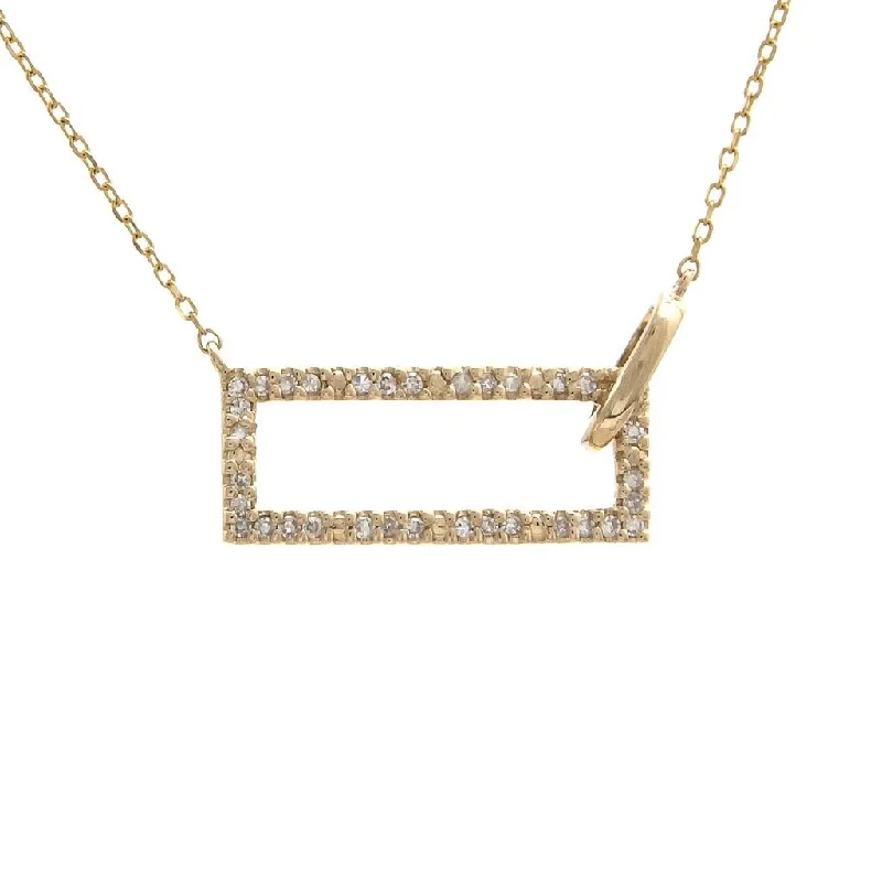 Beaded cluster necklaces-14K Yellow Gold Rectangular Single Micro Pave Diamond