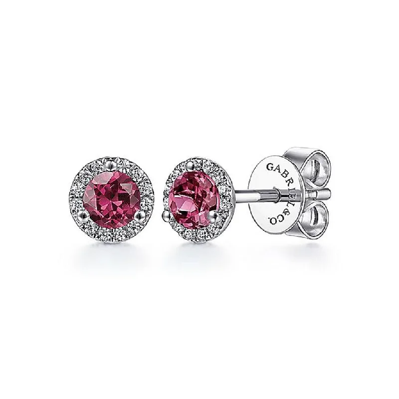 Huggie hoop earrings-Gabriel Diamond and PinkTourmaline Earrings