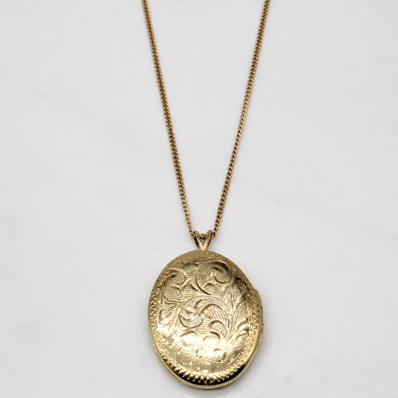 Sunflower pendant necklaces-10k Yellow Gold Locket Pendant & Necklace | 21" |