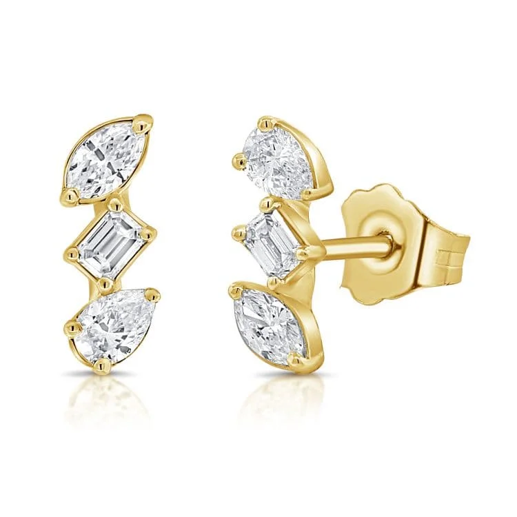 Knot design earrings-14K Gold & Fancy-Shape Diamond Stud Earrings