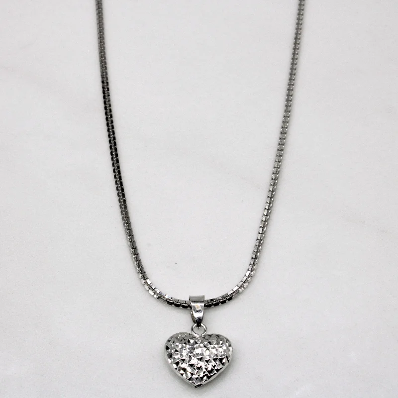 Celestial pendant necklaces-18k White Gold Heart Charm & Necklace | 16" |