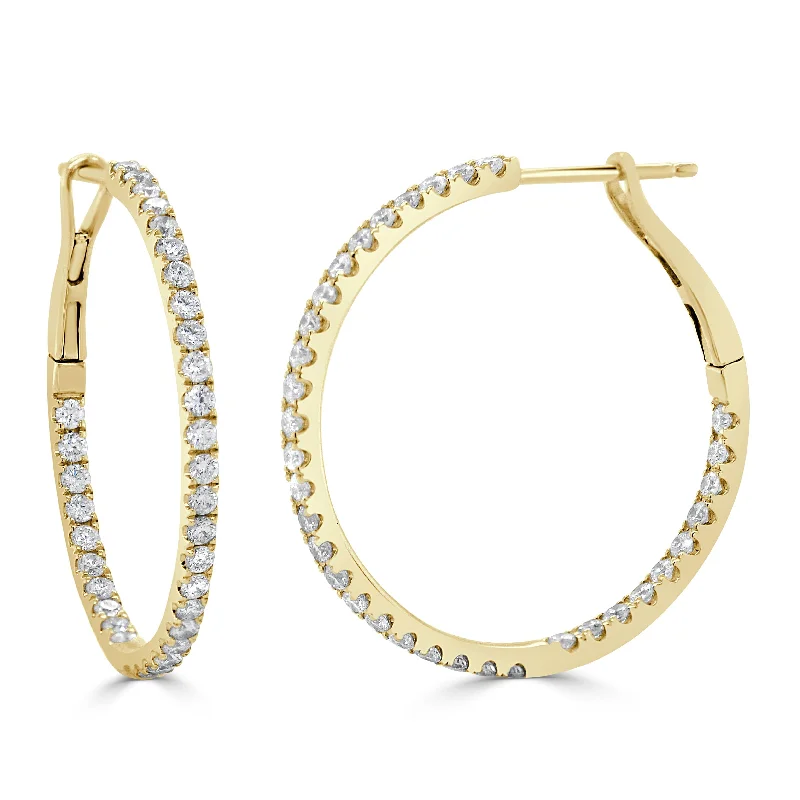 Pearl stud earrings-14k Gold & Diamond Hoop Earrings