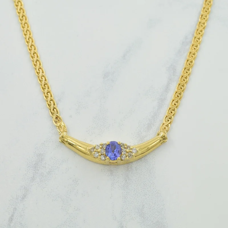 Velvet choker necklaces-Tanzanite & Diamond Pendant Necklace | 0.33ct, 0.14ctw | 17" |