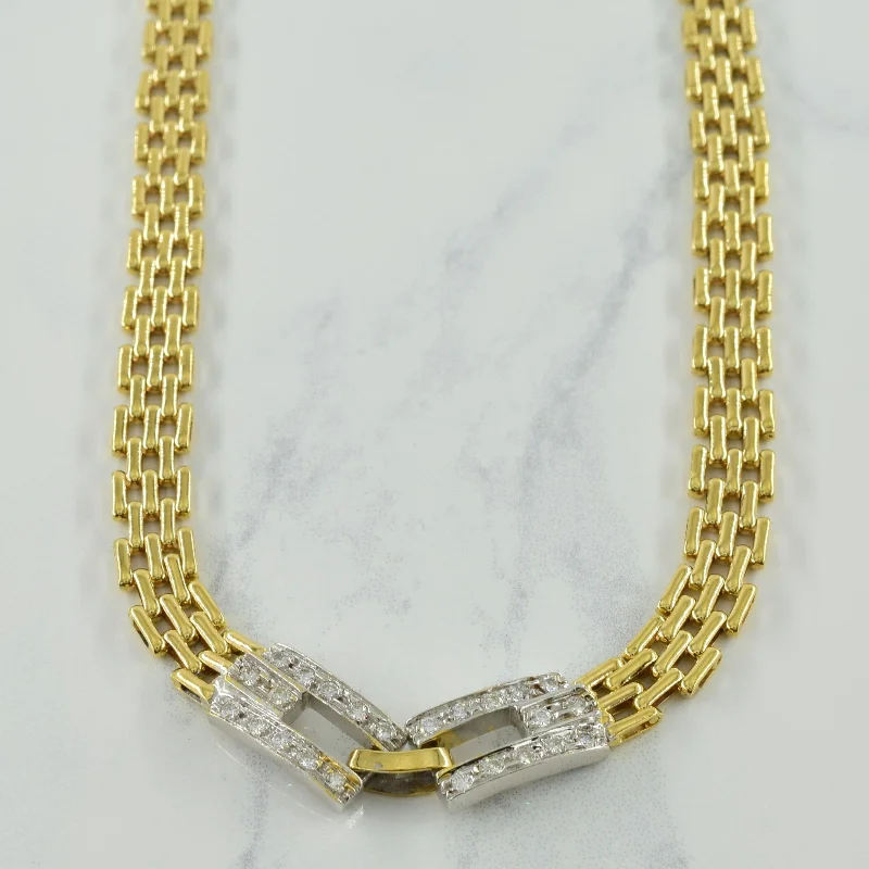 Long pendant necklaces-Diamond Panther Chain Link Necklace | 0.50ctw | 15.5" |