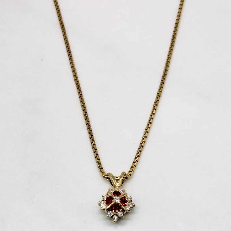 Sapphire gem necklaces-Diamond & Ruby Pendant & Necklace | 0.12ctw, 0.12ctw | 18" |