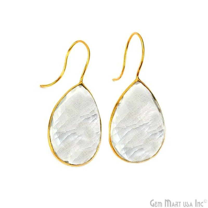 Luxe velvet earrings-Pear Shape 30x20mm Gold Plated Gemstone Hook Earrings (Pick your Gemstone) (90106-1)