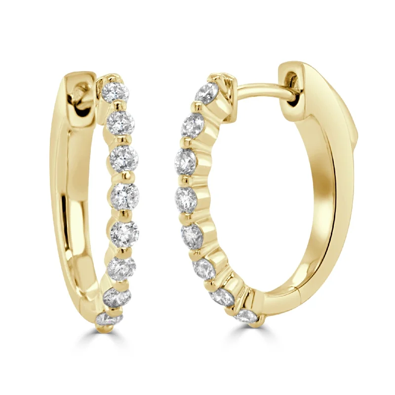 Cluster bead earrings-14k Gold & Diamond Oval Hoops