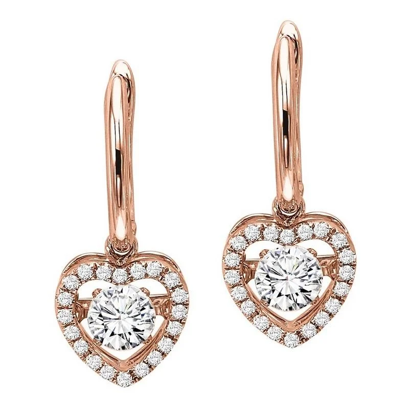 Textured disc earrings-14K Rose Gold Diamond Rhythm Of Love Earrings 3/4 ct.