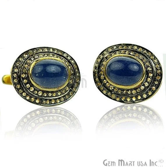 Layered dangle earrings-Victorian Estate Earring, 5.15 cts Natural Sapphire with 0.70 cts of Diamond as Accent Stone (DR-12071)