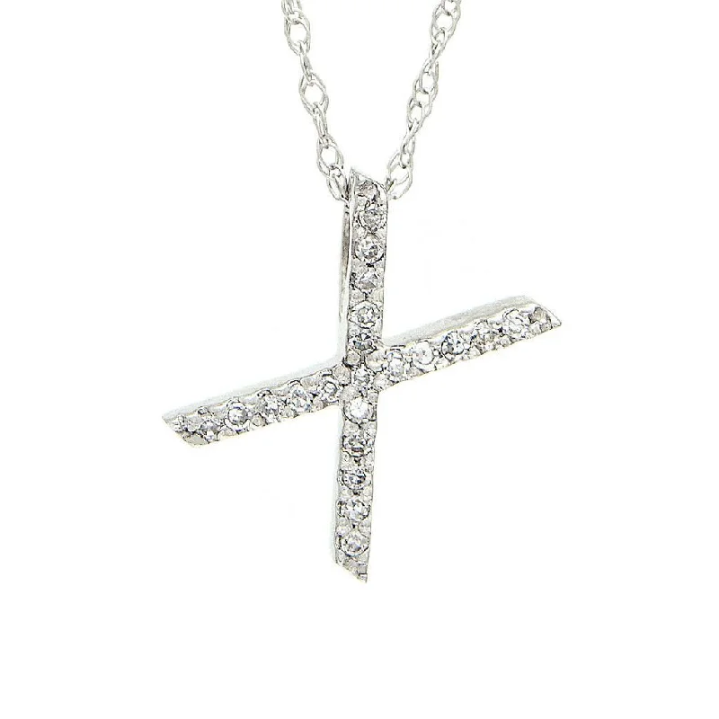 Chunky chain necklaces-14K Gold Initial "X" Necklace With Diamonds (Big)