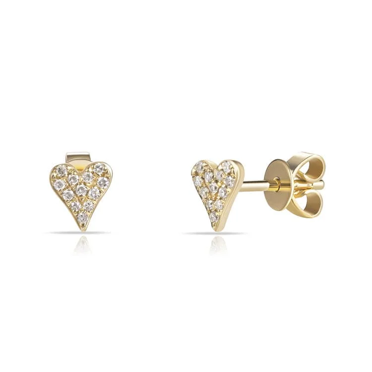 Abstract design earrings-14k Gold & Diamond Heart Stud Earrings