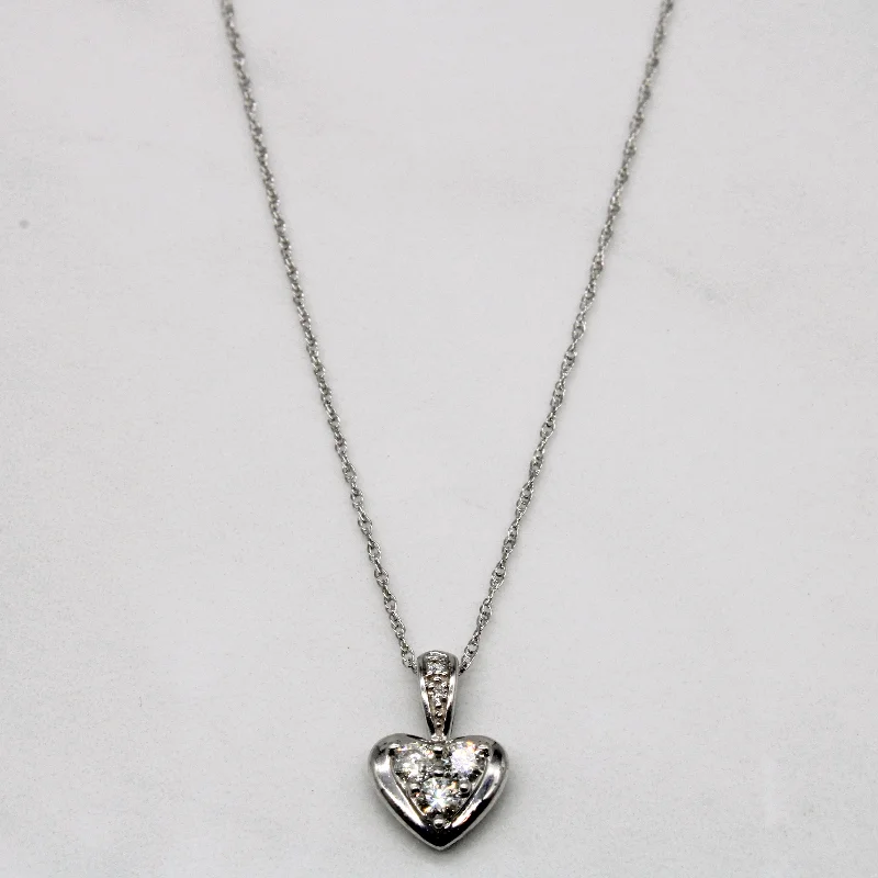 Art deco necklaces-Diamond Heart Pendant & Necklace | 0.22ctw | 18" |