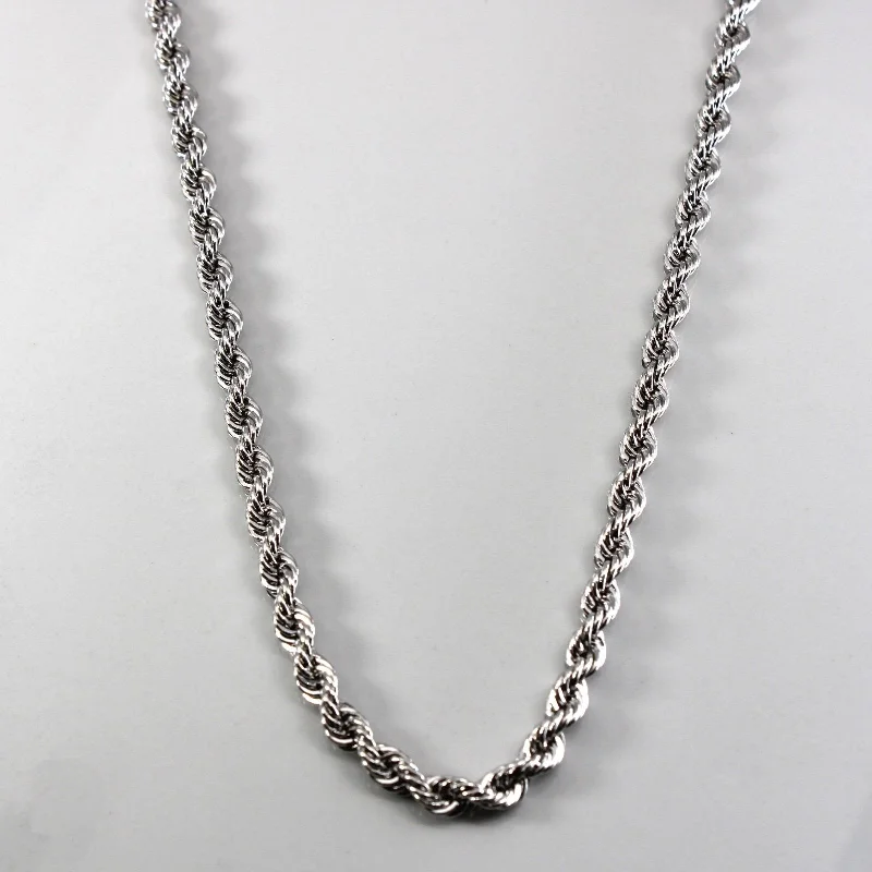 Glass bead necklaces-10k White Gold Rope Chain Necklace | 24"|