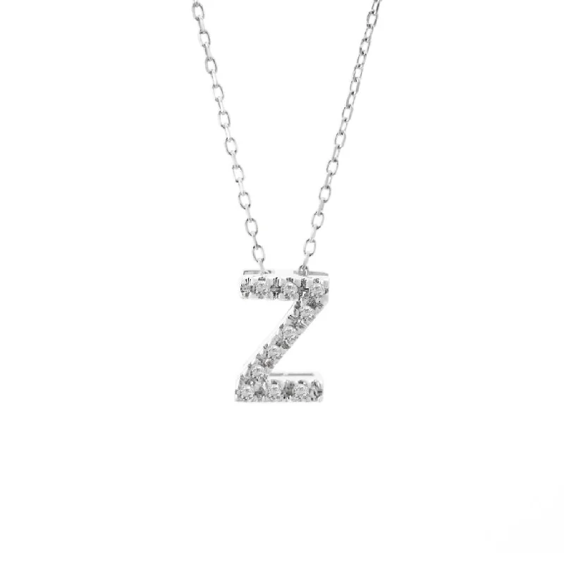 Fringe tassel necklaces-14K Gold Initial "Z" Necklace With Diamonds