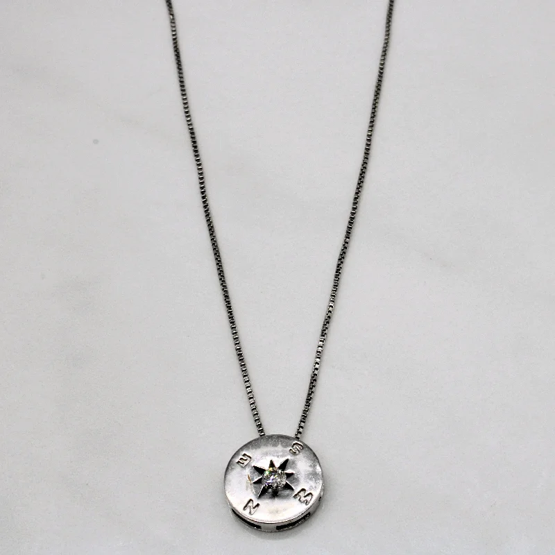 Cluster charm necklaces-Diamond Compass Pendant & Necklace | 0.12ct | 18" |