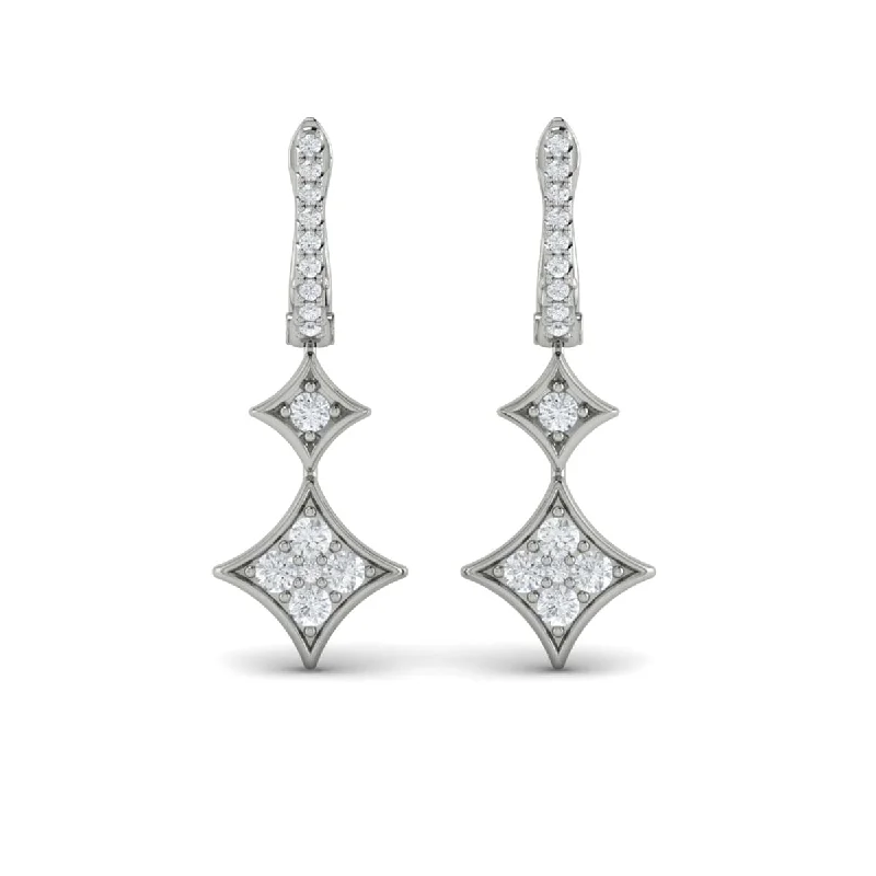 Starburst design earrings-Diamond Double Vlora Star Drop Huggie Earrings