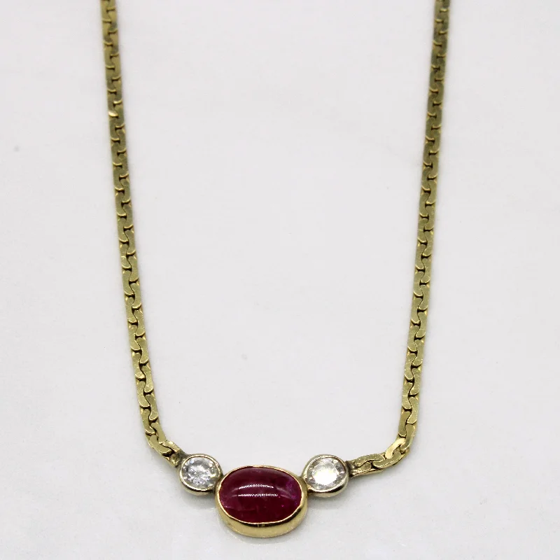 Knot design necklaces-Ruby & Diamond Pendant Necklace | 1.30ct, 0.27ctw | 16" |