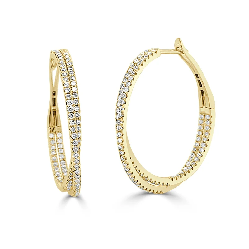 Luxe velvet earrings-14k Gold & Diamond Criss-Cross Hoop Earrings