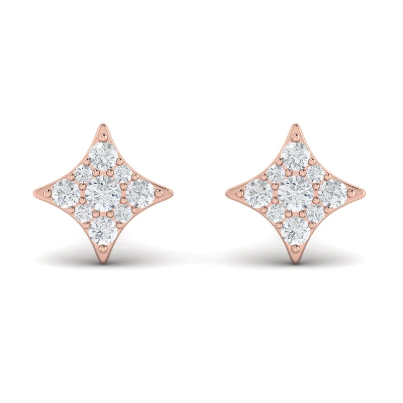 Crystal teardrop earrings-Diamond Cluster Star Stud Earrings