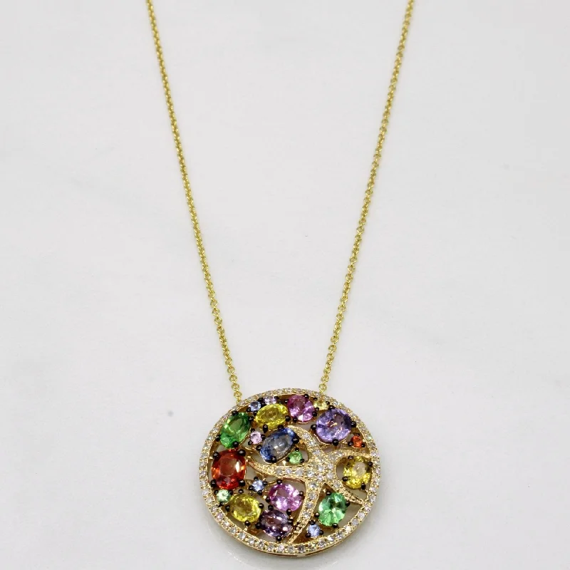 Long pendant necklaces-'EFFY' Seaside 14k Yellow Gold Multi Gem Necklace | 2.07ctw | 18"