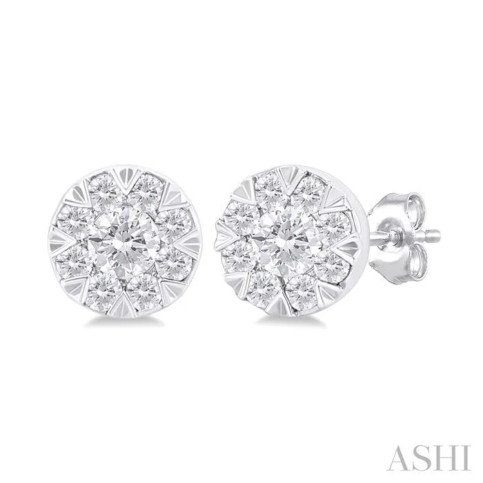 Oval drop earrings-ROUND SHAPE LOVEBRIGHT PETITE DIAMOND FASHION EARRINGS