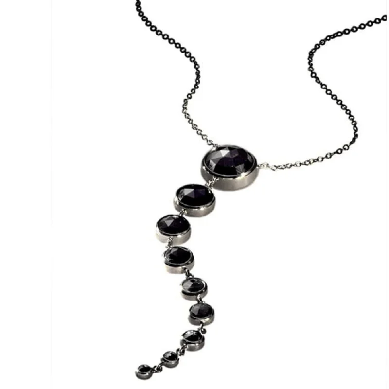 Long pendant necklaces-Unique Black Diamond Drop Necklace