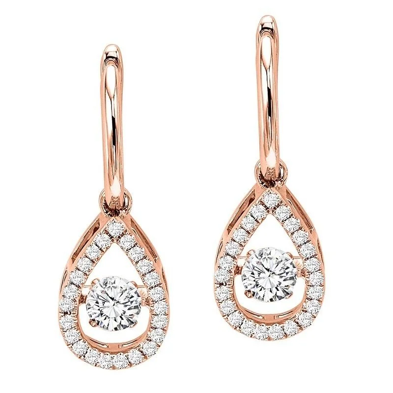 Amethyst drop earrings-14K Rose Gold Diamond Rhythm Of Love Earrings 3/4 ct