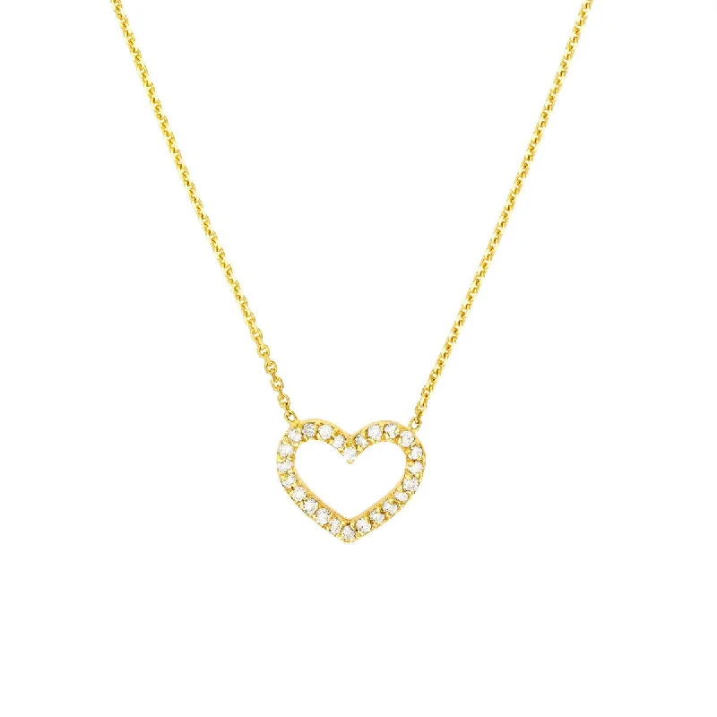 Artisan crafted necklaces-14K Yellow Gold Diamond Frame Heart Necklace