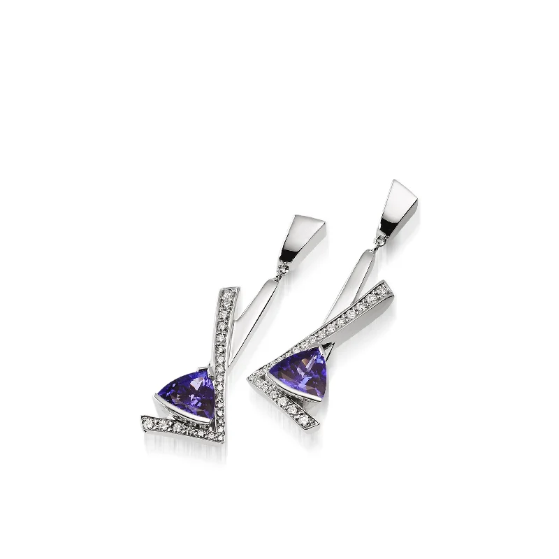 Fringe charm earrings-Pinnacle Gemstone Dangle Earrings with Pave Diamonds