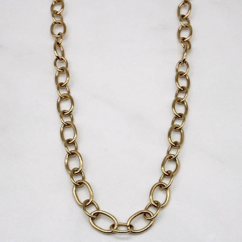 Crystal drop necklaces-14k Yellow Gold Oval Link Necklace | 34" |