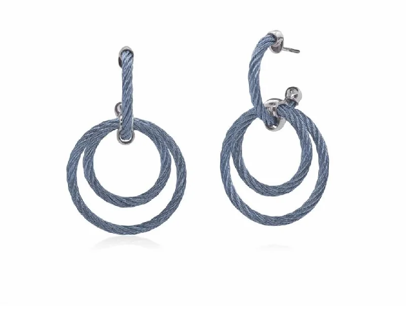 Asymmetrical earrings-ALOR Cable Triple Hoop Drop Earrings