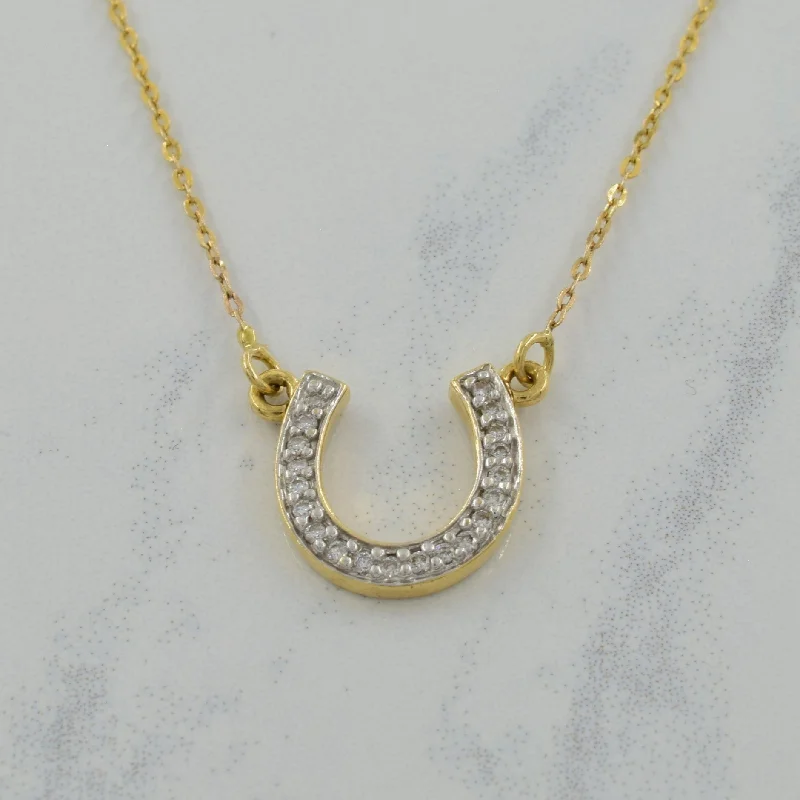 Moroccan motif necklaces-Diamond Horseshoe Pendant Necklace | 0.10ctw | 23.5" |