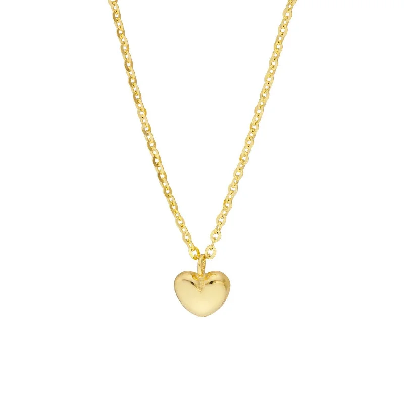 Bold collar necklaces-14K Yellow Gold Child's Mini Puff Heart Necklace