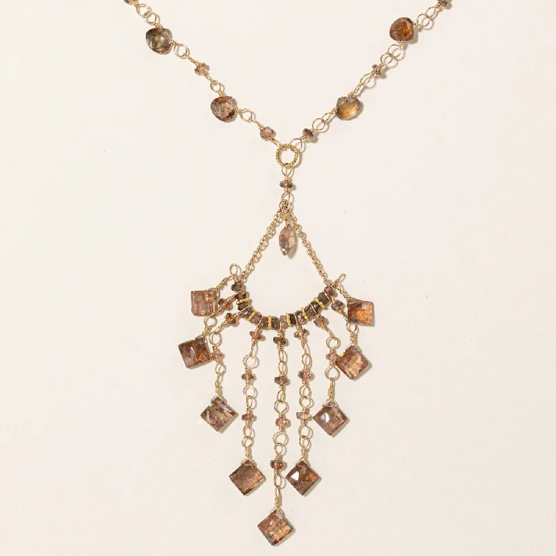 Spiral pendant necklaces-Vintage Smokey Quartz Bead Necklace | 20.00ct | 16" |