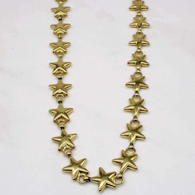 Zodiac sign necklaces-Italian Hallmarked 18k Yellow Gold Star Necklace | 17" |