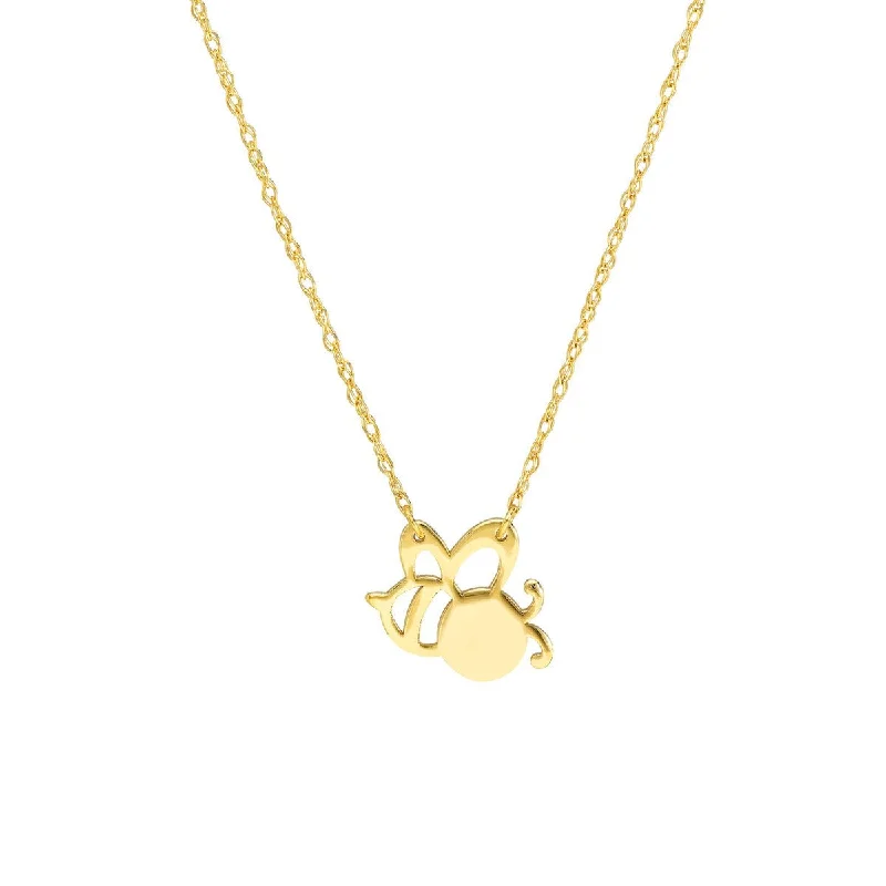 Engraved initial necklaces-14K Yellow Gold So You Mini Bee Adjustable Necklace