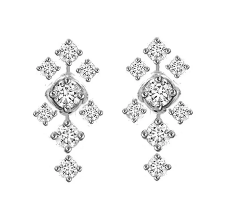 Retro clip-on earrings-Alink 18K White Diamond Snowflake Earrings