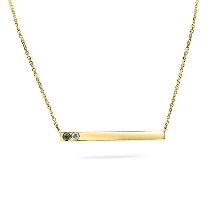 Matte gold necklaces-Tori Thin Gold Bar With Diamonds Hand Cut Necklace In 14K Solid Gold