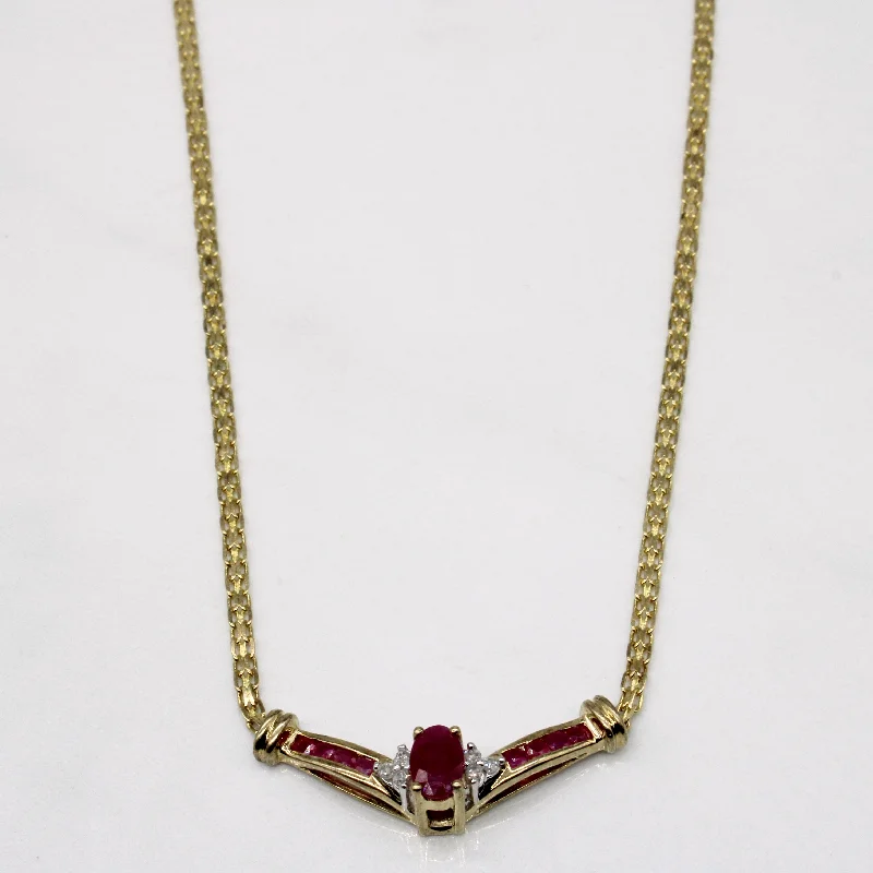 Vintage lock necklaces-Ruby & Diamond Pendant Necklace | 0.75ctw, 0.05ctw | 16" |