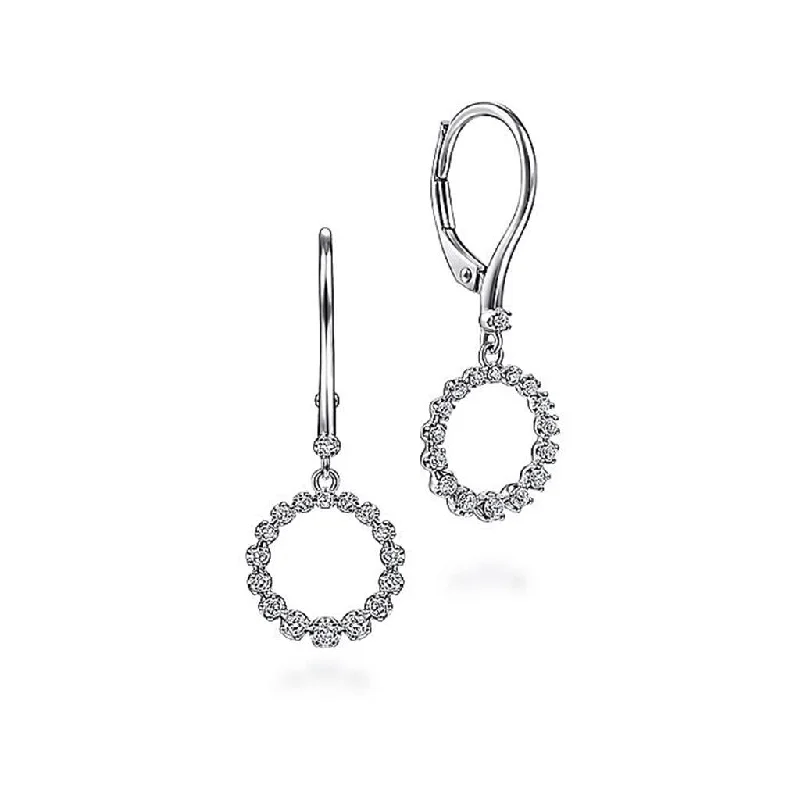 Linear drop earrings-Gabriel Open Circle Diamond Drop Earrings