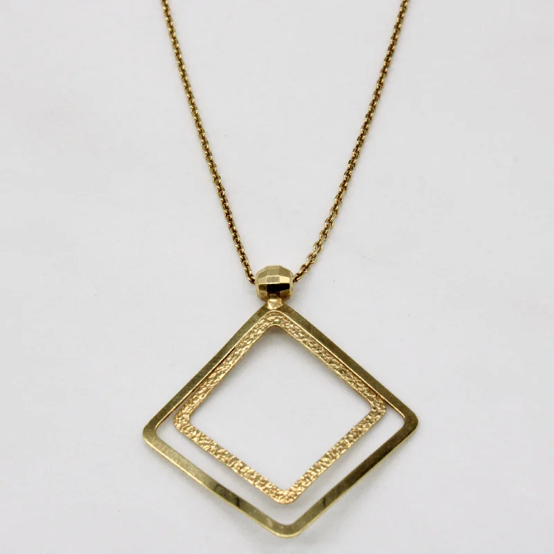 Personalized name necklaces-14k Yellow Gold Square Pendant Necklace | 17" |