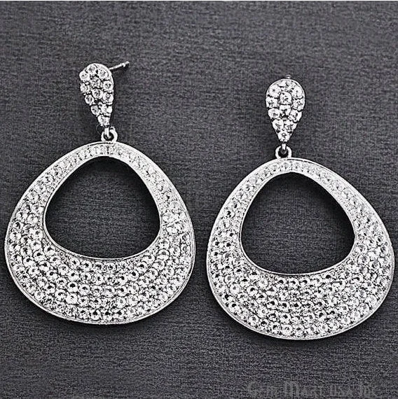 Tribal style earrings-Black Plated Studded With Micro Pave White Topaz Dangle Earring