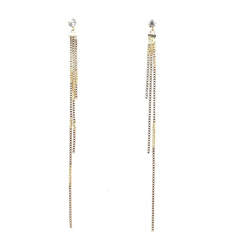 Art deco earrings-9ct Yellow Gold Cz Drop Earring